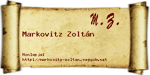 Markovitz Zoltán névjegykártya